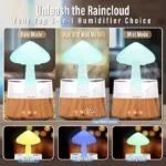 چراغ خواب هفت رنگ، بخور سرد، باران ساز و اسپیکر بلوتوثی مدل Rain Cloud Humidifier