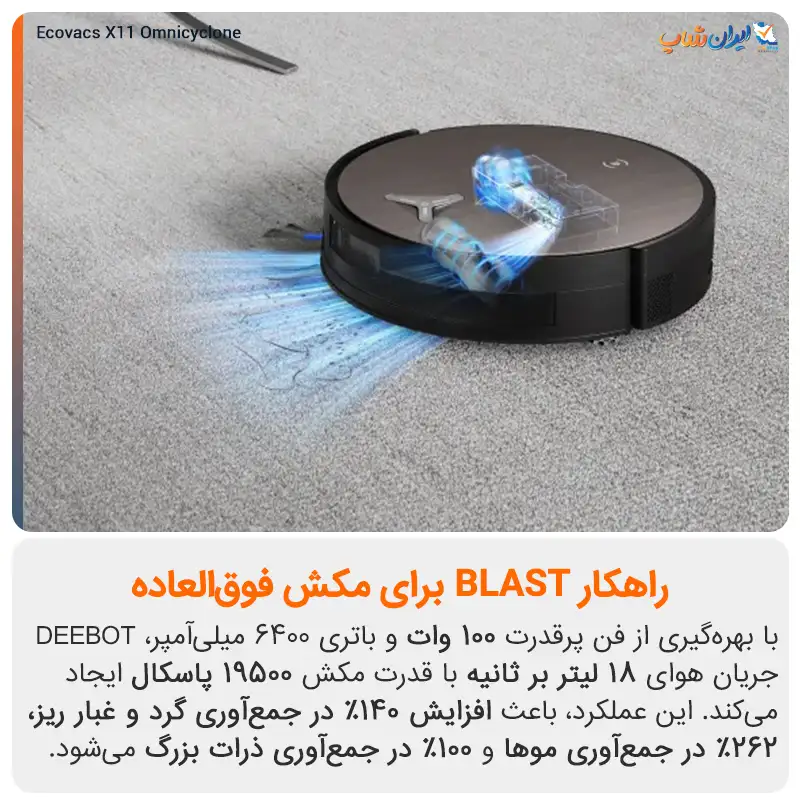 فناوری Blast برای نظافت بهتر در جارو رباتیک اکووکس X11 